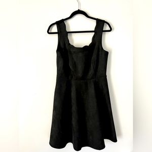 Lulu’s Suede Little Black Dress with Scallop neckline Size L